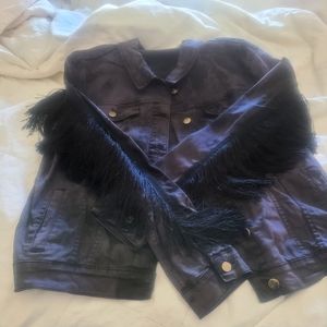 🖤Fashion Nova Tie dyed blue jean cowgirl jacket with tassels